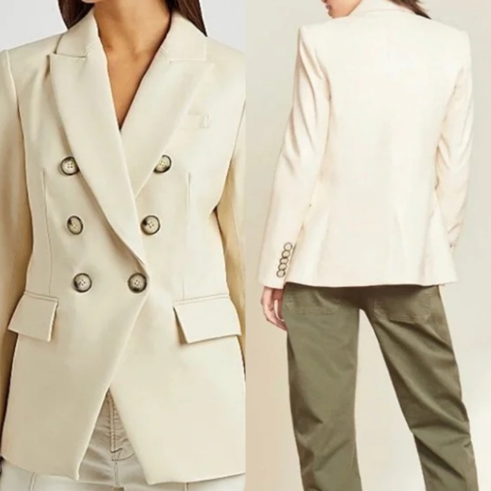 VERONICA BEARD Miller Vegan Leather Dickey Jacket in Ecru Sz 10 - Picture 9 of 9